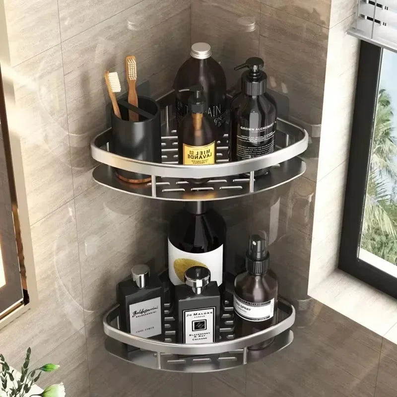 Bathroom Corner Shelf Aluminum Self-Adhesive Set of 2