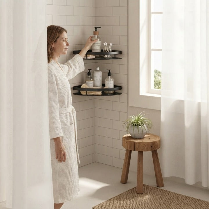Bathroom Corner Shelf Self-Adhesive No-Drill Corrosion-Resistant Aluminum