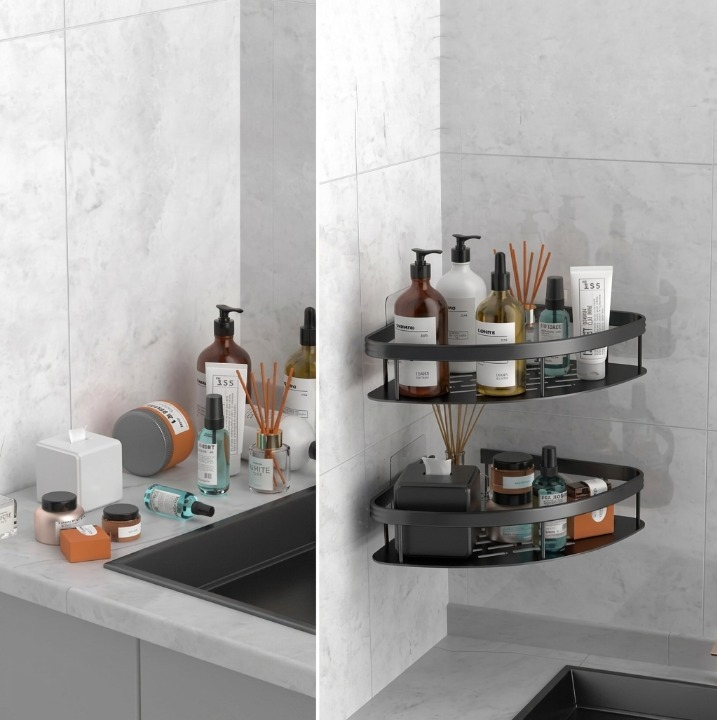 Bathroom Corner Shelf Self-Adhesive No-Drill Corrosion-Resistant Aluminum