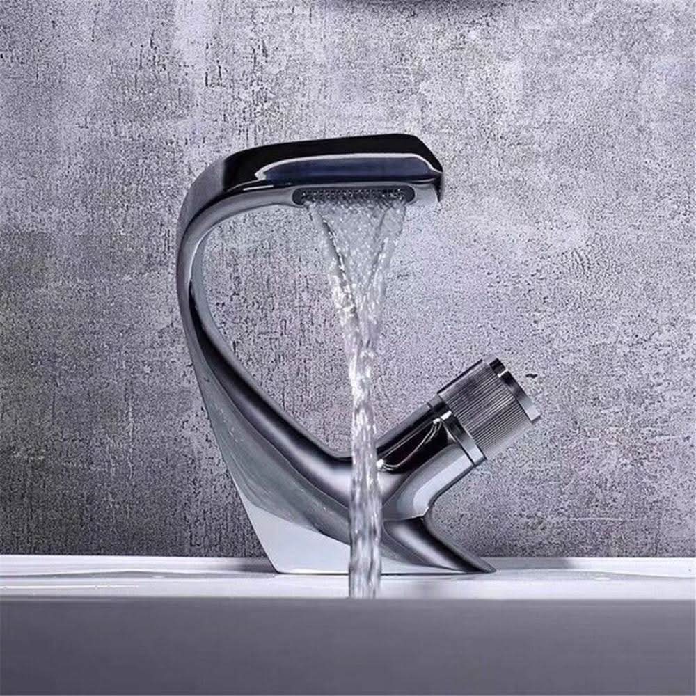 Bathroom Faucet Waterfall Spout Solid Brass Ceramic Cartridge