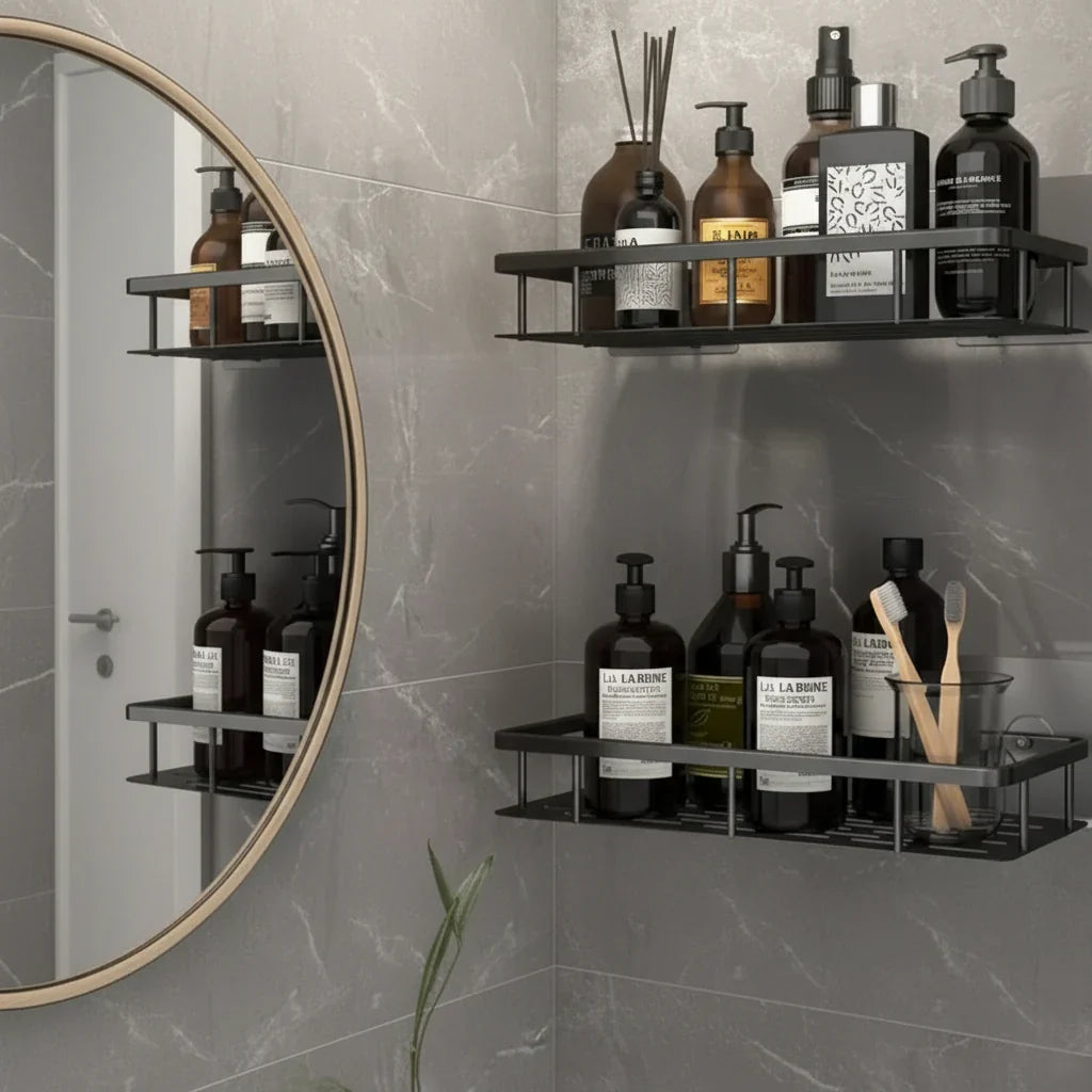 Bathroom Shelf Drill-Free Self-Adhesive Stainless Steel Trim
