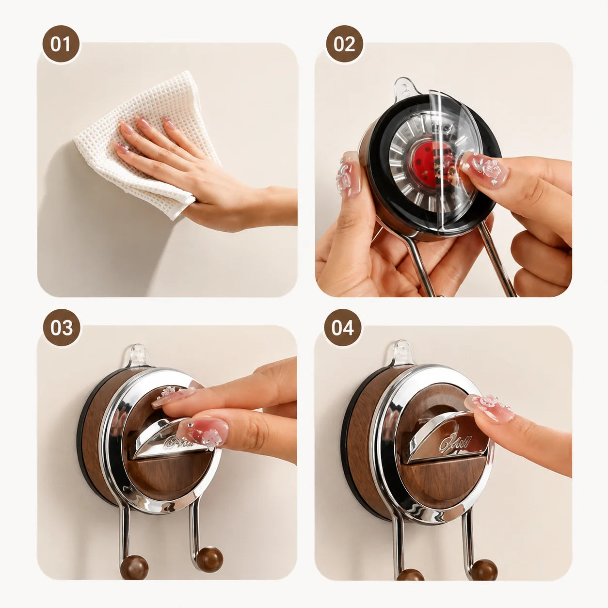 Bathroom Wall Hook Stainless Steel Suction Cup 360° Rotatable
