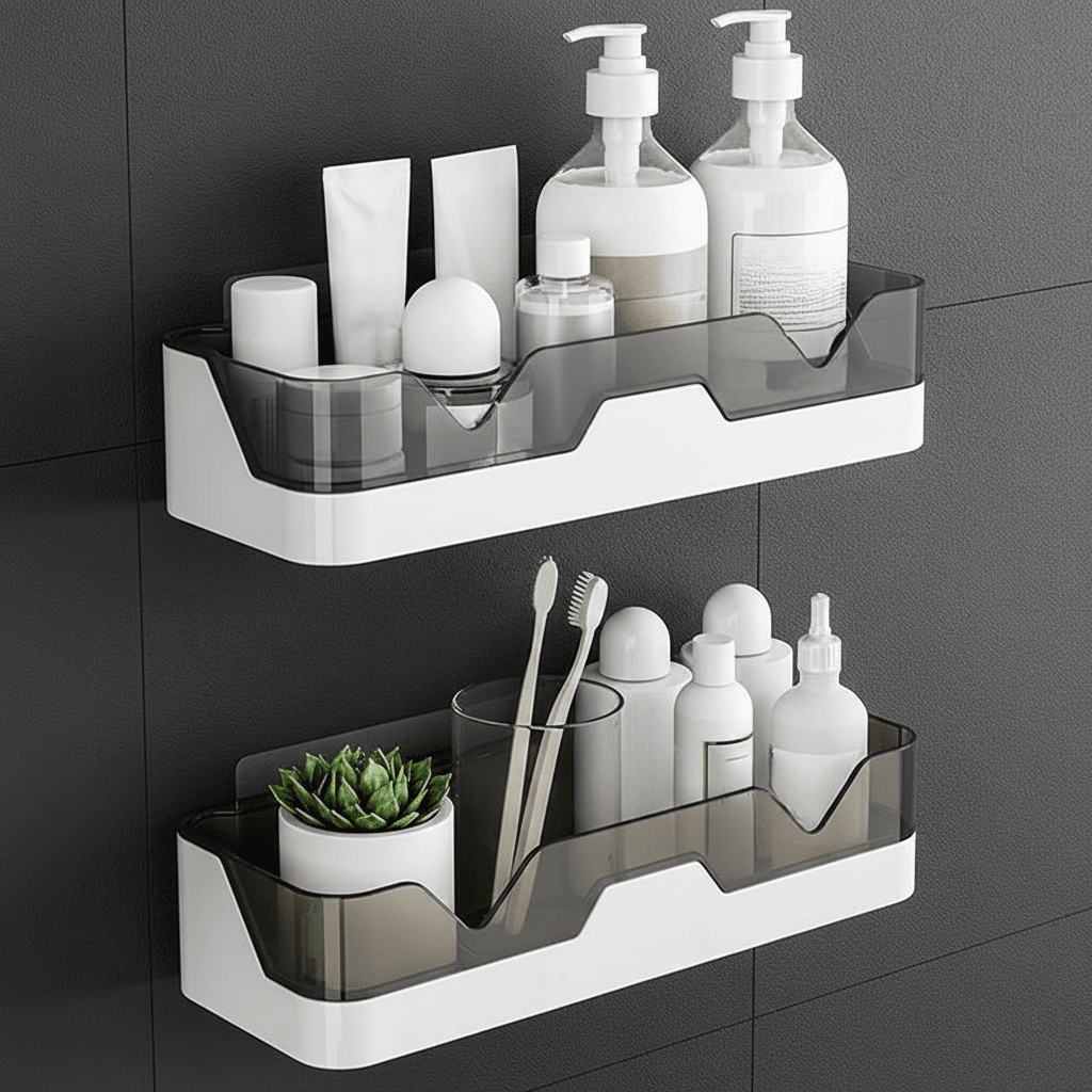 Bathroom Wall Shelf Drill-Free Adhesive Holds 22 Pounds