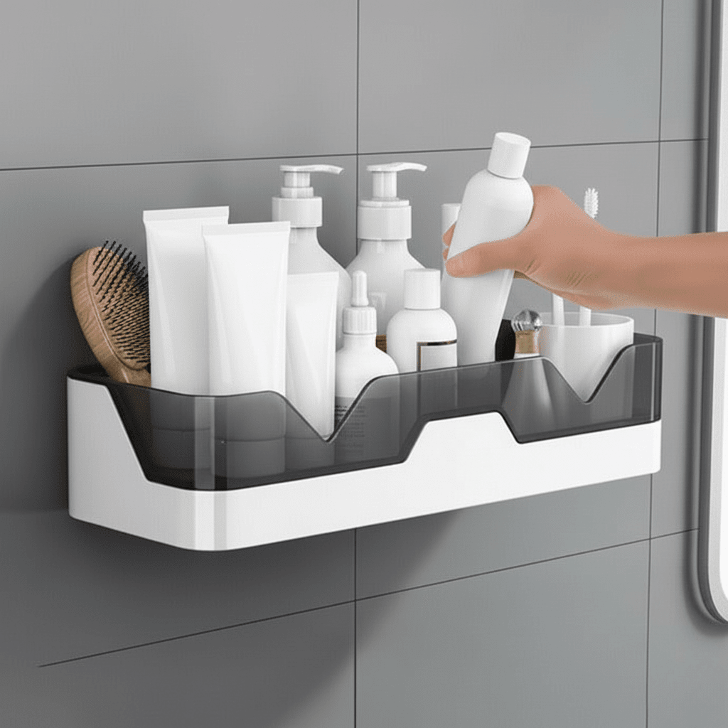 Bathroom Wall Shelf Drill-Free Adhesive Holds 22 Pounds