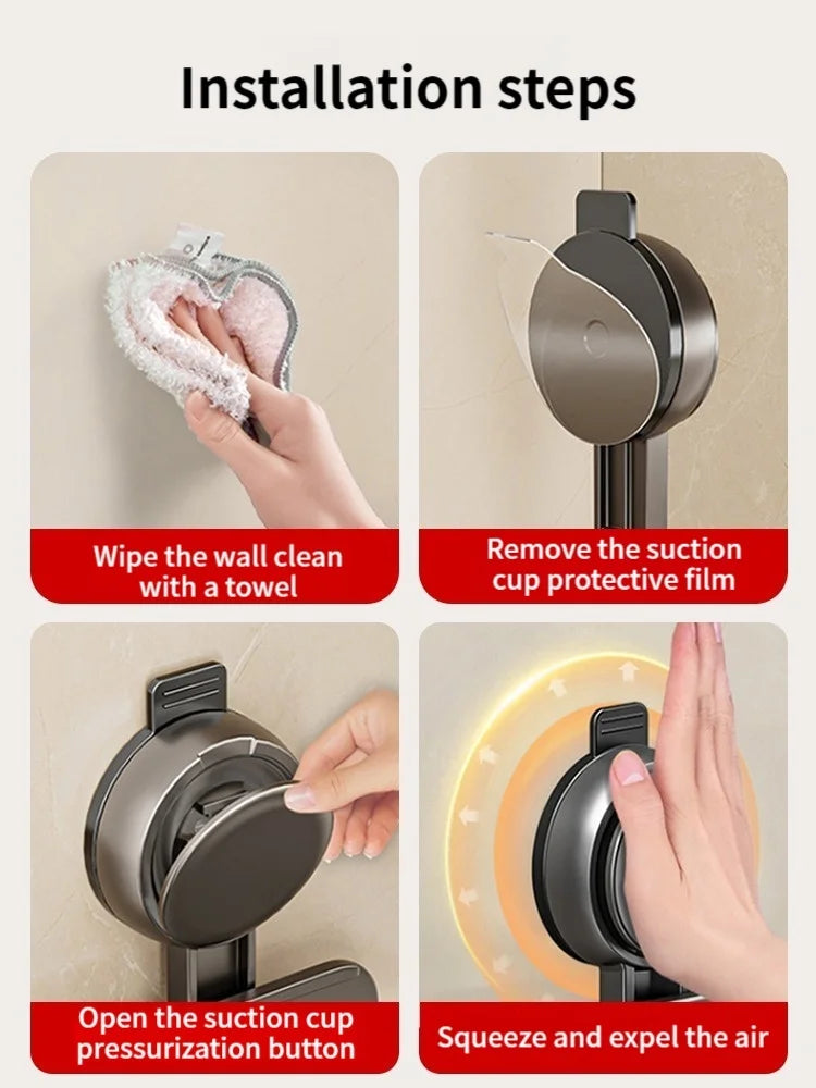 Bathroom Wall Shelf No-Drill Suction Mount Perforated Aluminum