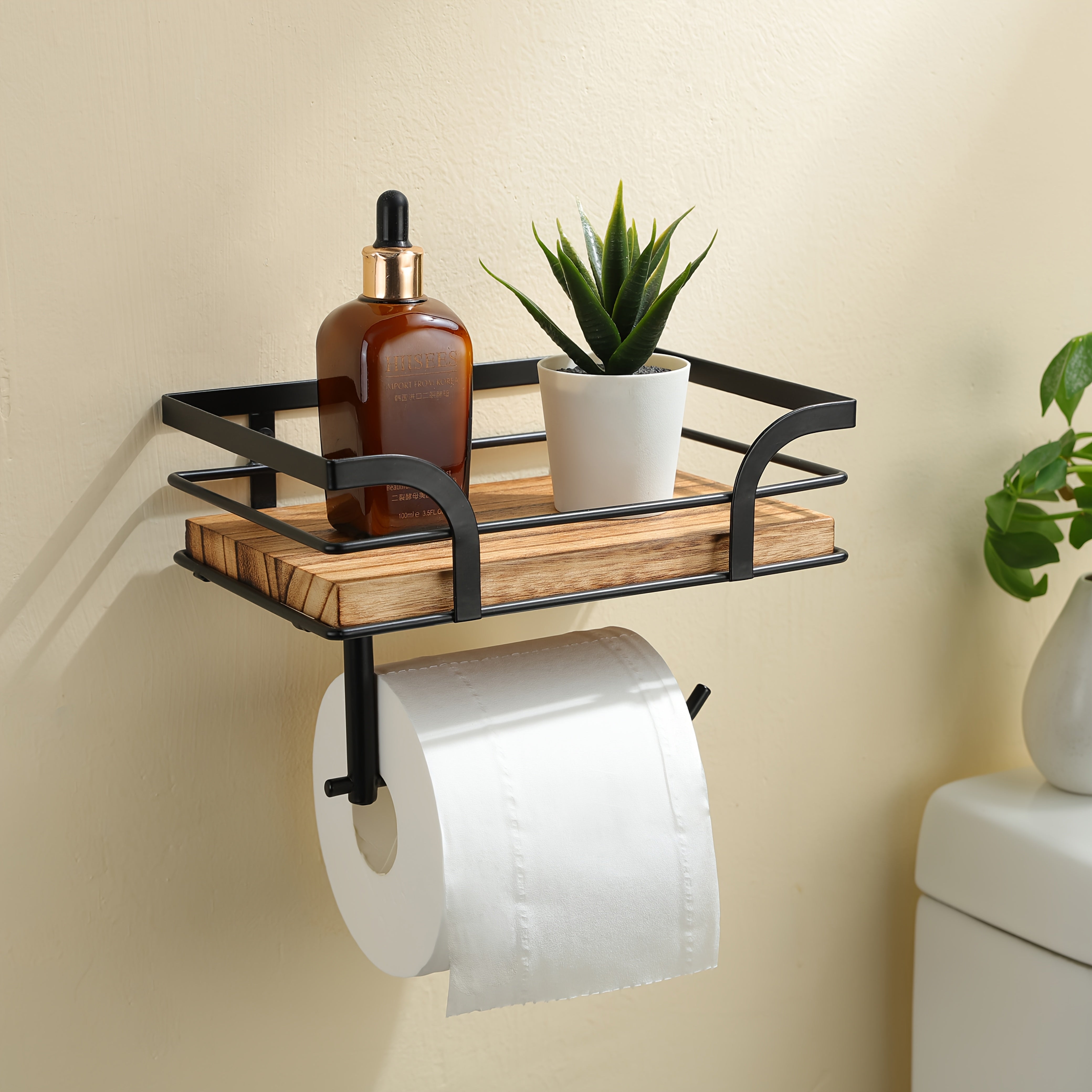 Bathroom Wall Shelf With Toilet Paper Holder