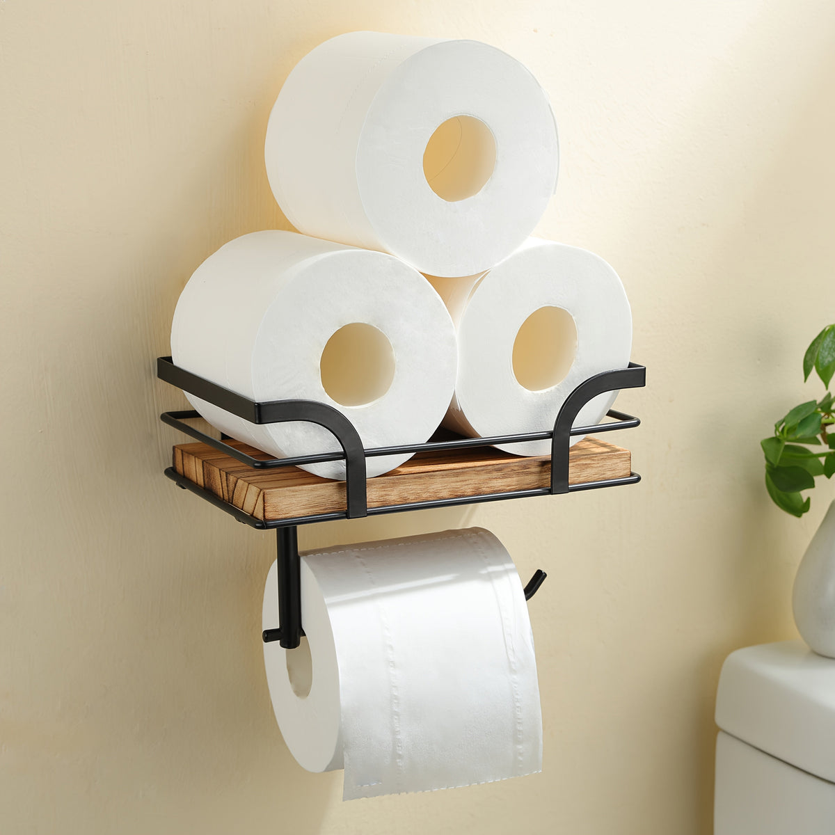 Bathroom Wall Shelf With Toilet Paper Holder