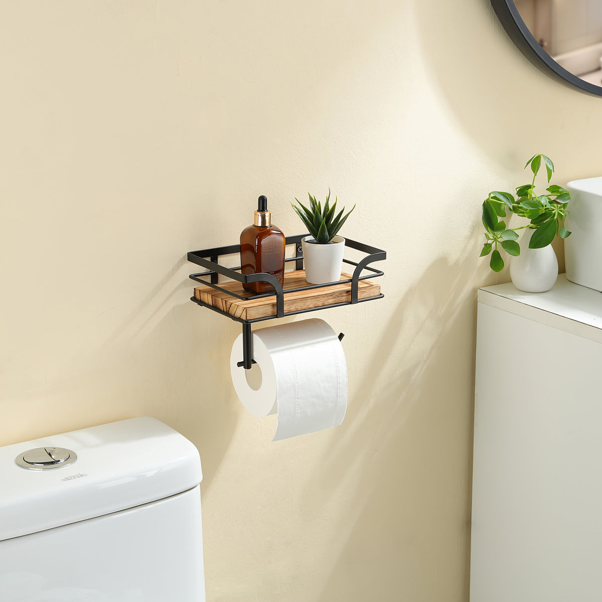 Bathroom Wall Shelf With Toilet Paper Holder