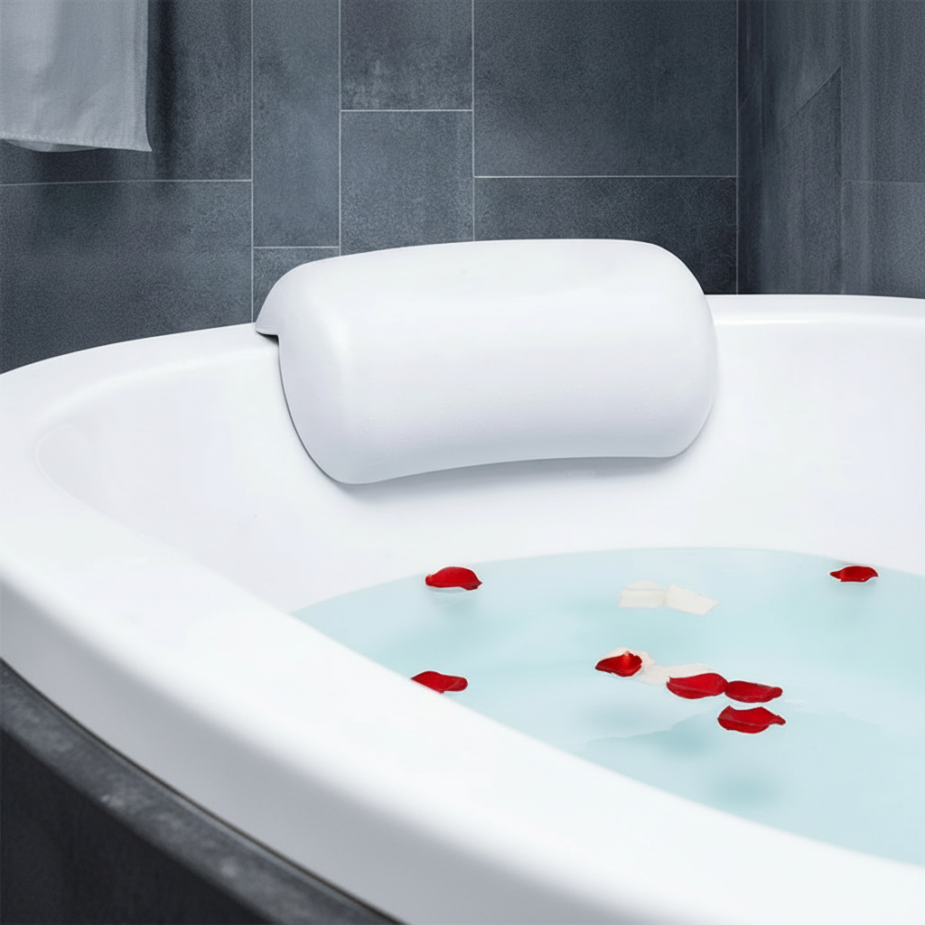 Bathtub Pillow Ergonomic Neck Support Non-Slip Suction Cups