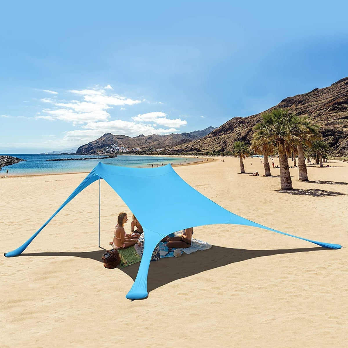 Beach Canopy UV-Resistant Flexible Poles & Tension Cords