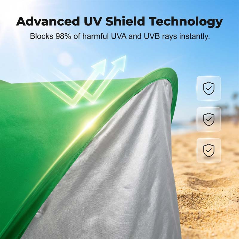 Beach Tent 1-Second Pop-Up Silver-Coated Oxford Fabric