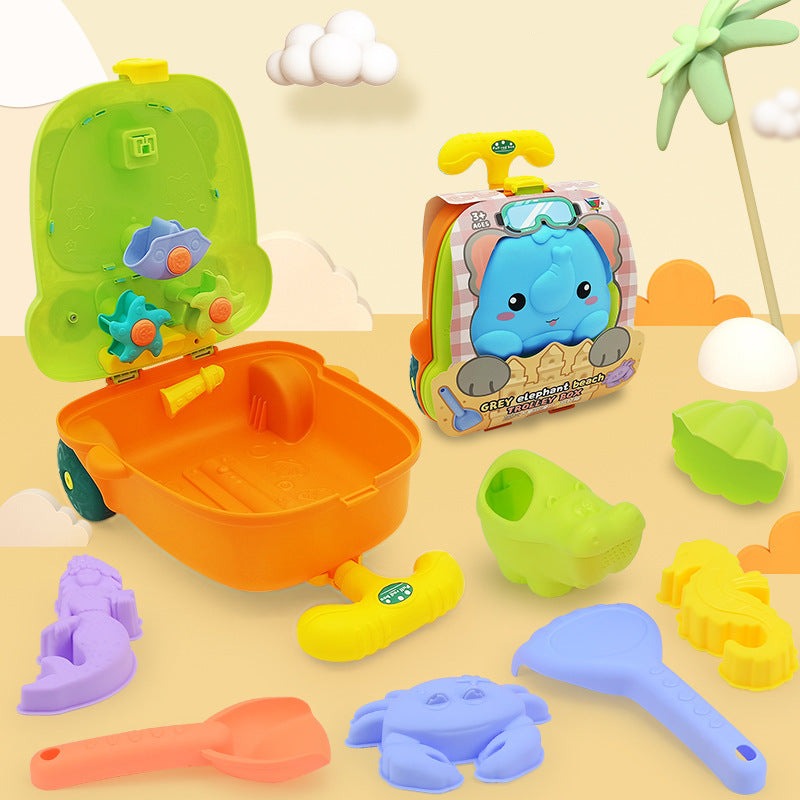 Beach Toy Trolley Extendable Handle Wheels & Sand Tools