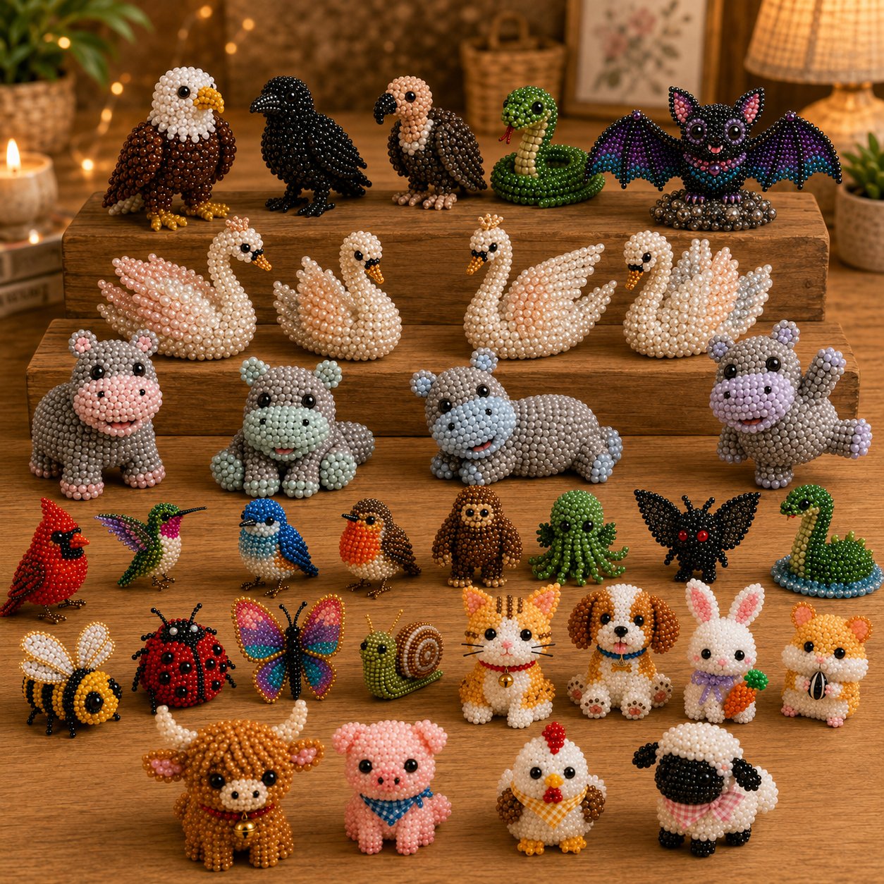 Bead Kit 3D Animal Figures Glass Beads & Thread