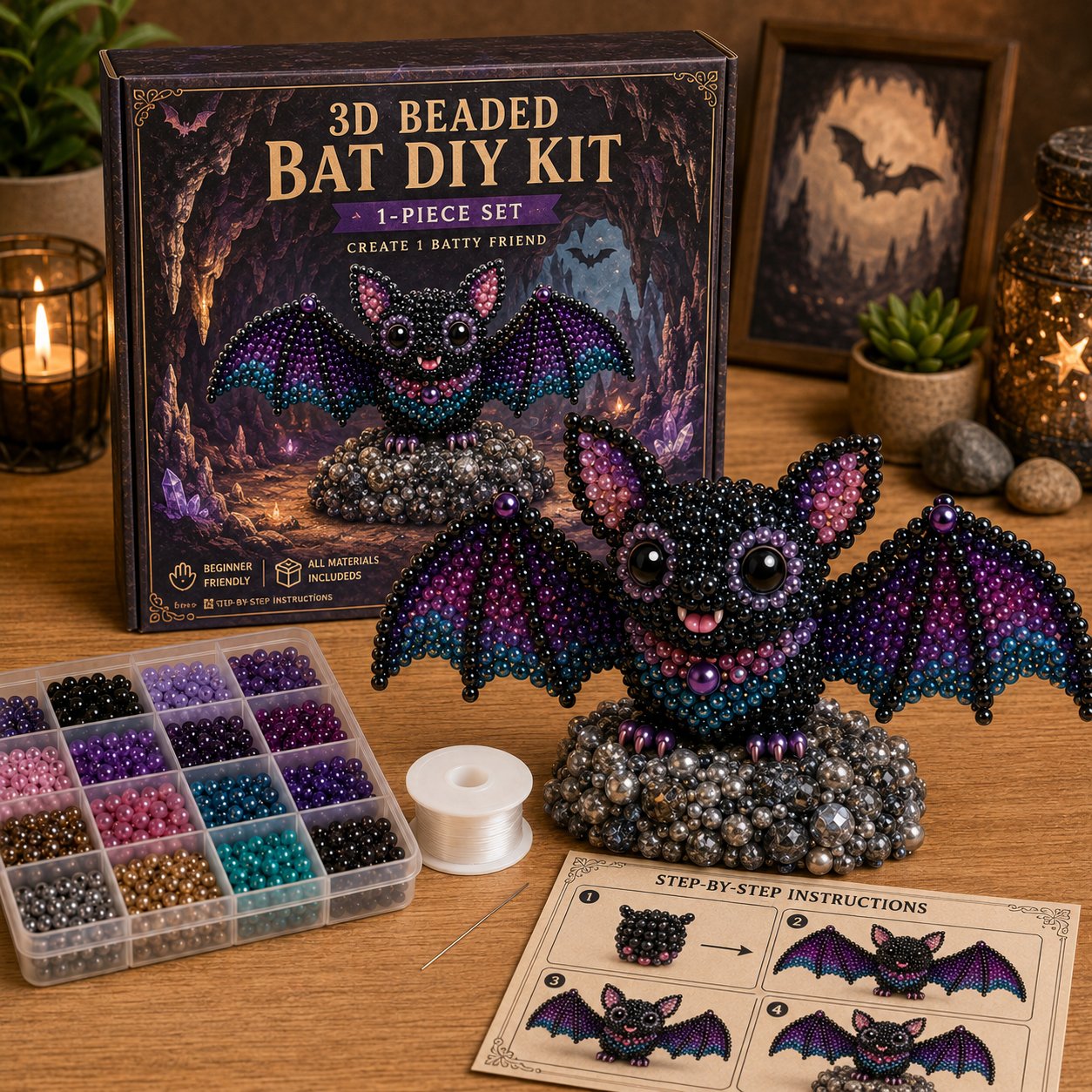 Bead Kit 3D Animal Figures Glass Beads & Thread