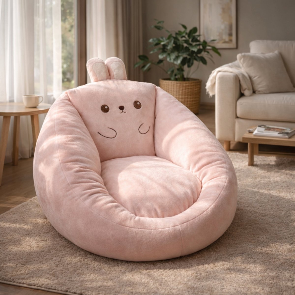 Bean Bag Chair Plush Velour Deep Seating Non-Slip Bottom