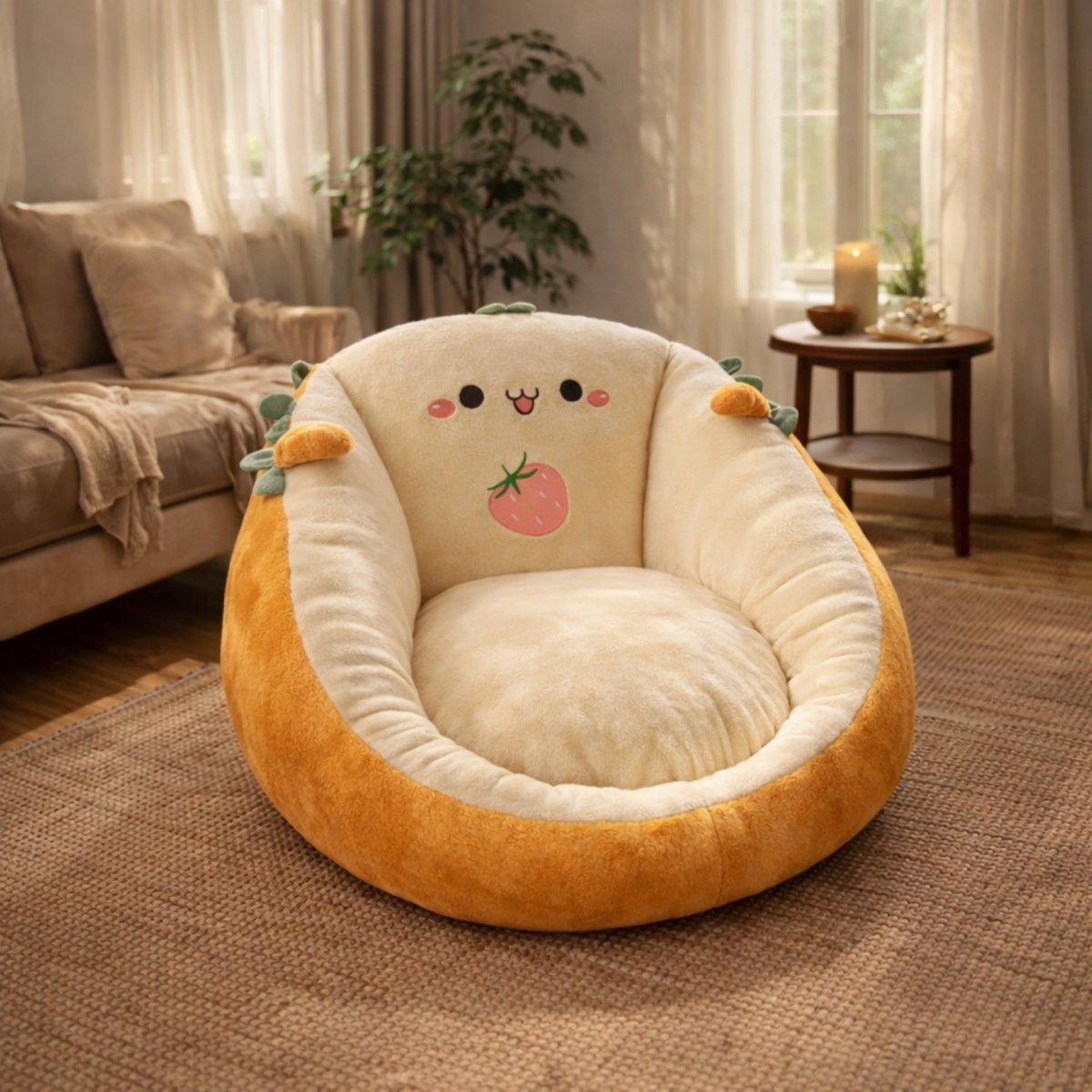 Bean Bag Chair Plush Velour Deep Seating Non-Slip Bottom