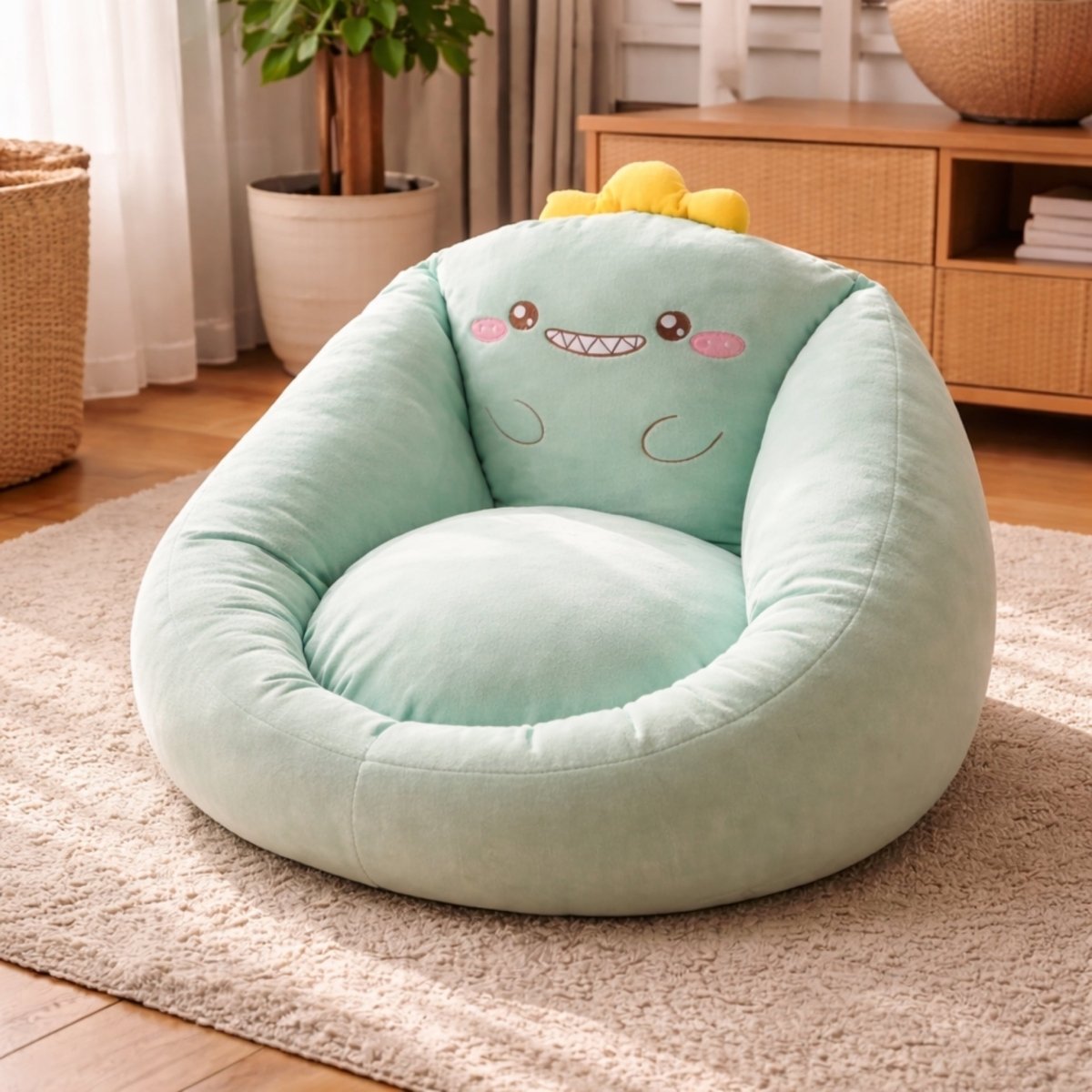 Bean Bag Chair Plush Velour Deep Seating Non-Slip Bottom