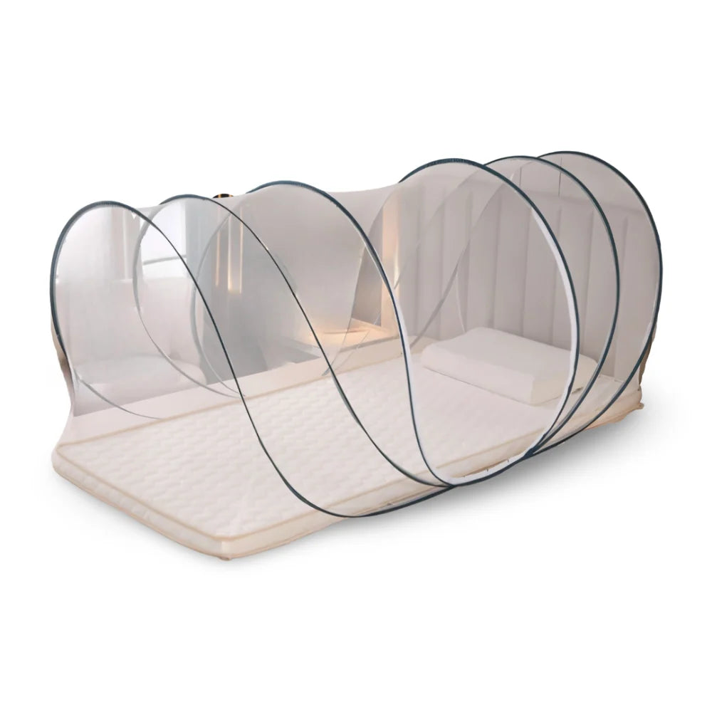 Bed Mosquito Net Foldable Round Frame Two-Way Metal Zipper