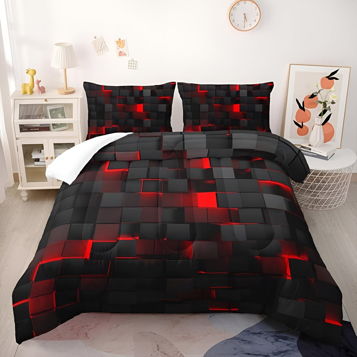 Bedding Set 3D Grid Microfiber-Cotton Breathable & Lightweight