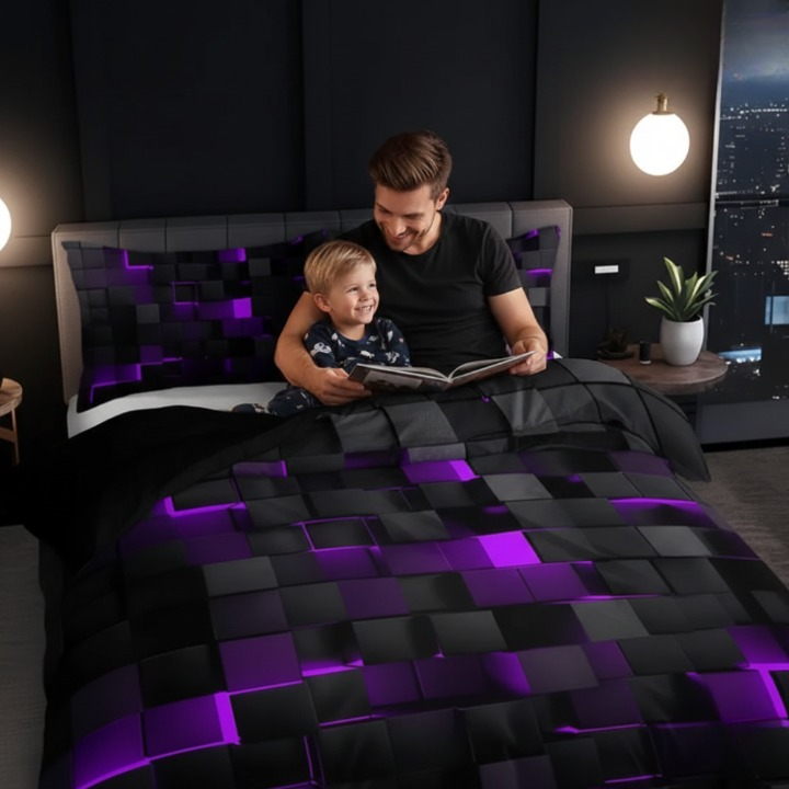 Bedding Set 3D Grid Microfiber-Cotton Breathable & Lightweight