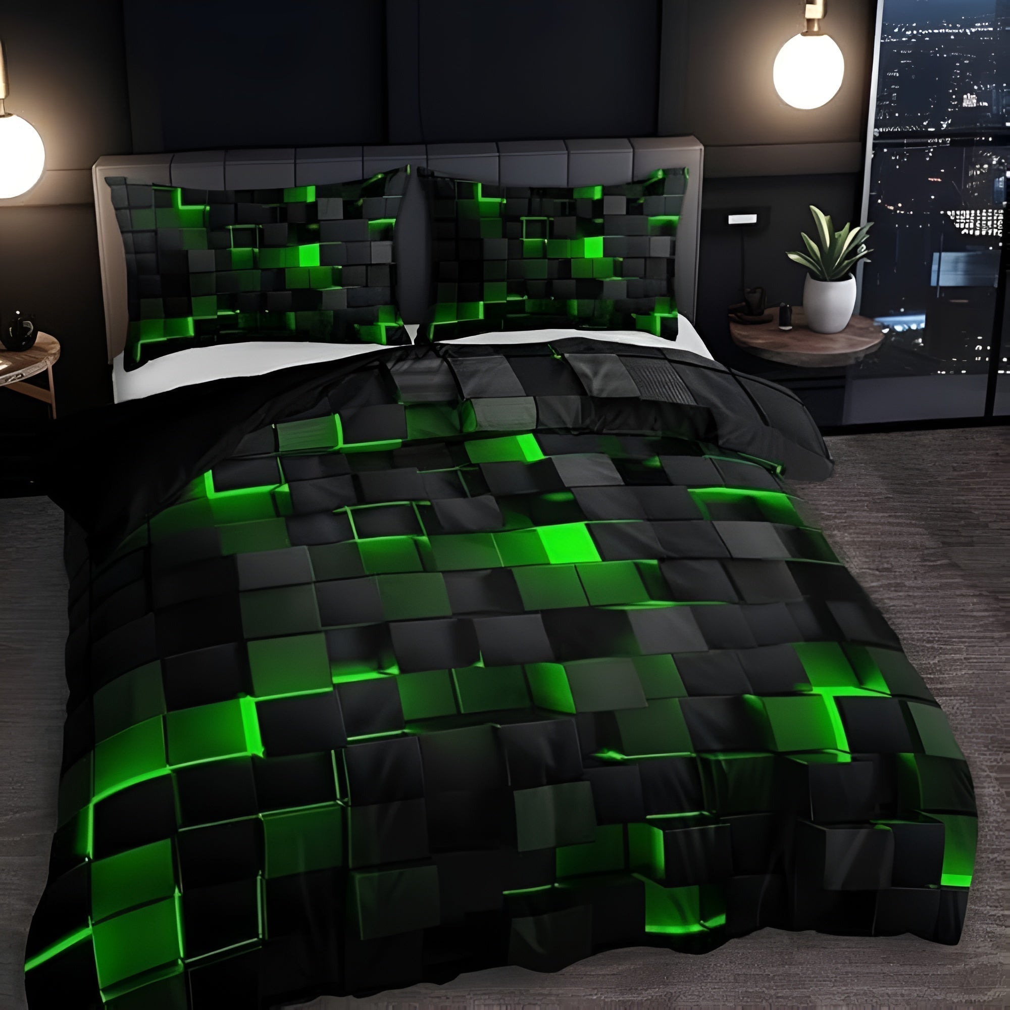 Bedding Set 3D Grid Microfiber-Cotton Breathable & Lightweight