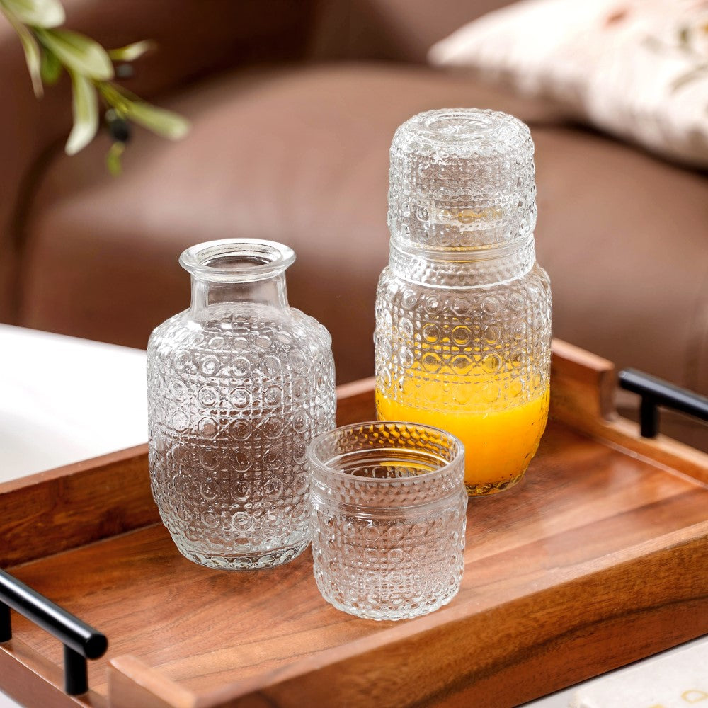 Bedside Carafe Set Stackable Glass Dishwasher-Safe