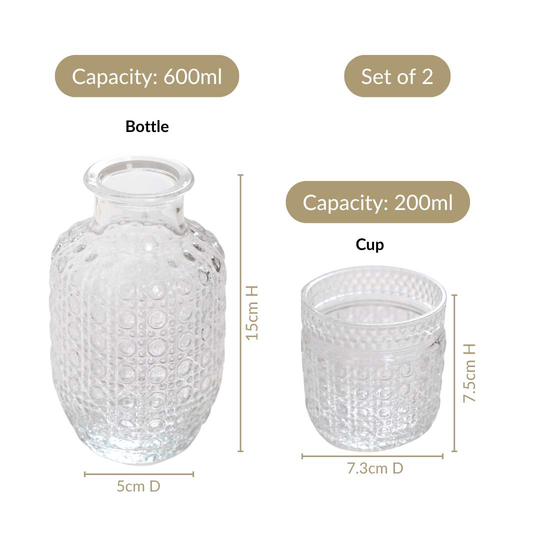 Bedside Carafe Set Stackable Glass Dishwasher-Safe