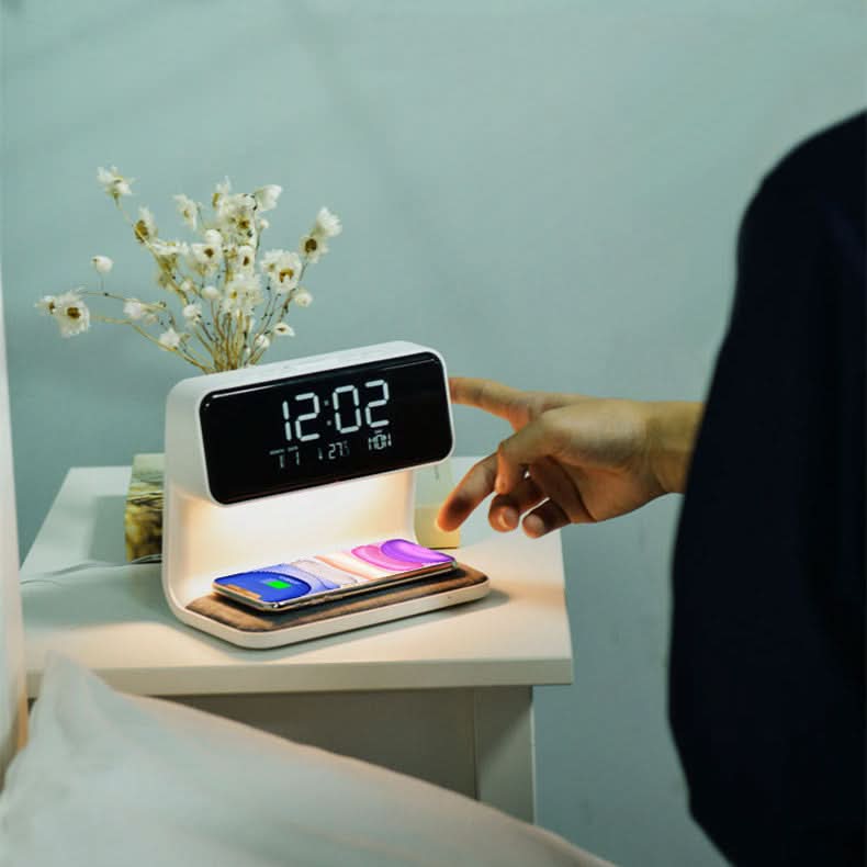 Bedside Lamp Touch Dimmable LED Wireless Charging Alarm Clock