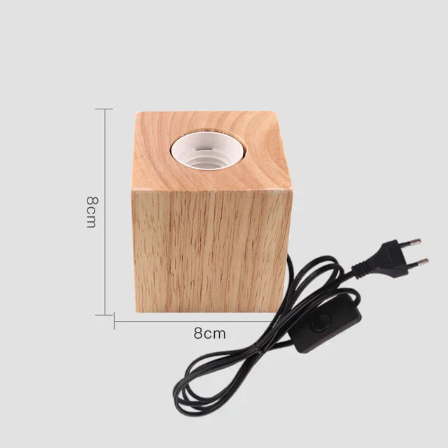 Bedside Table Lamp Natural Wood Warm White LED Included