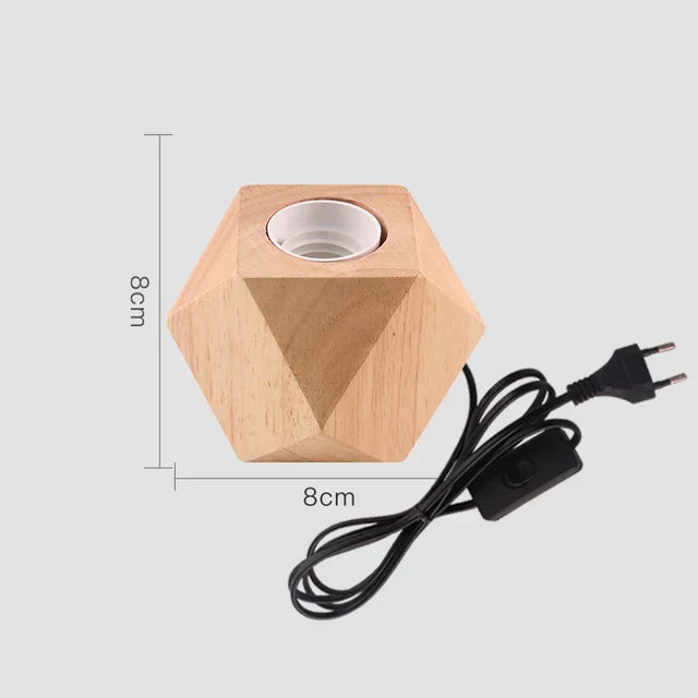 Bedside Table Lamp Natural Wood Warm White LED Included