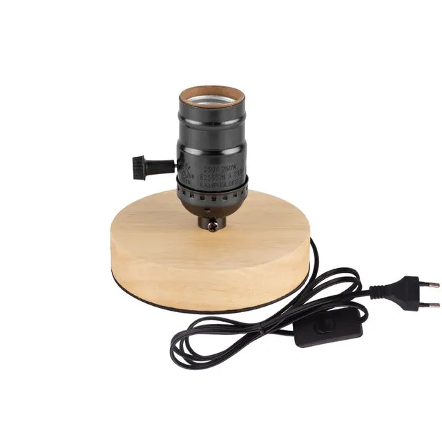 Bedside Table Lamp Natural Wood Warm White LED Included