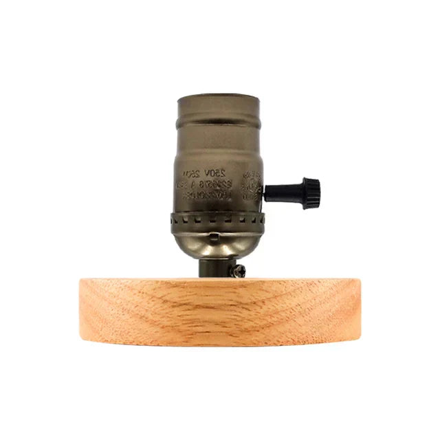 Bedside Table Lamp Natural Wood Warm White LED Included