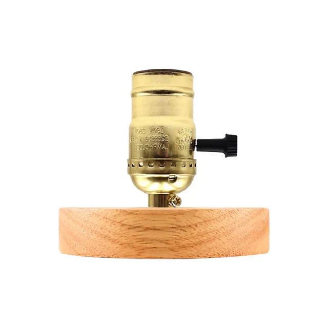 Bedside Table Lamp Natural Wood Warm White LED Included