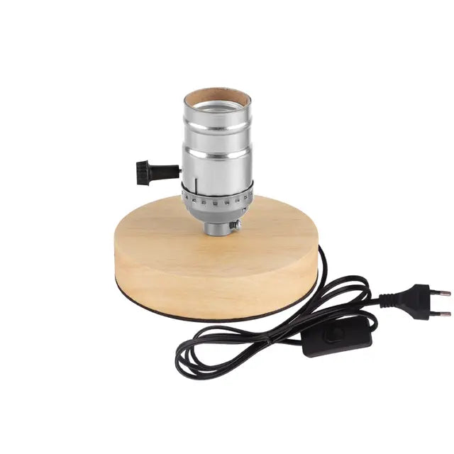 Bedside Table Lamp Natural Wood Warm White LED Included