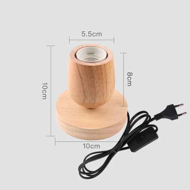 Bedside Table Lamp Natural Wood Warm White LED Included