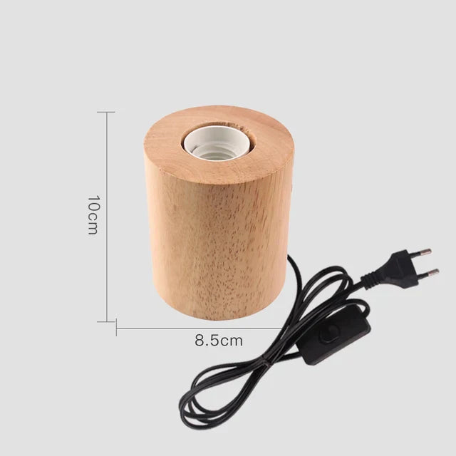 Bedside Table Lamp Natural Wood Warm White LED Included