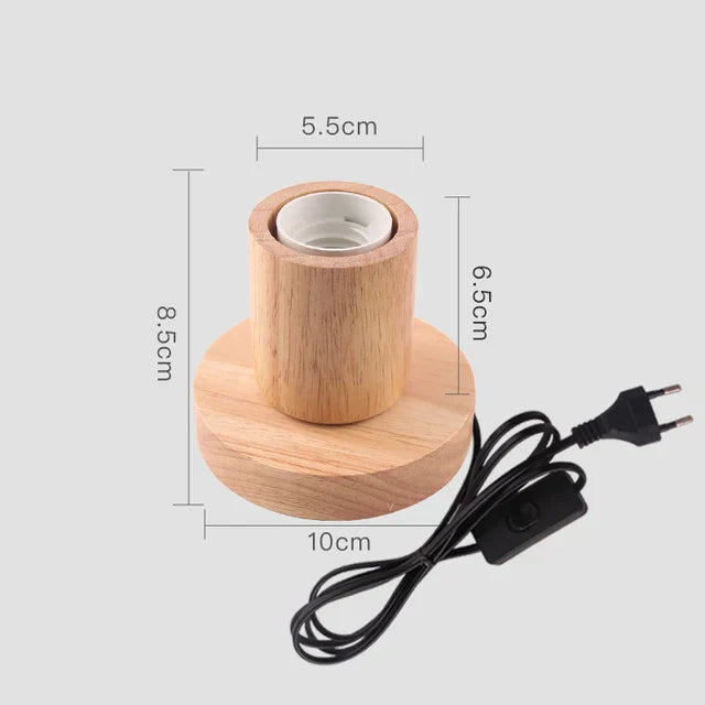 Bedside Table Lamp Natural Wood Warm White LED Included