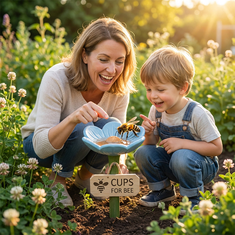 Bee & Butterfly Waterer Shallow Resin Bowl Stake