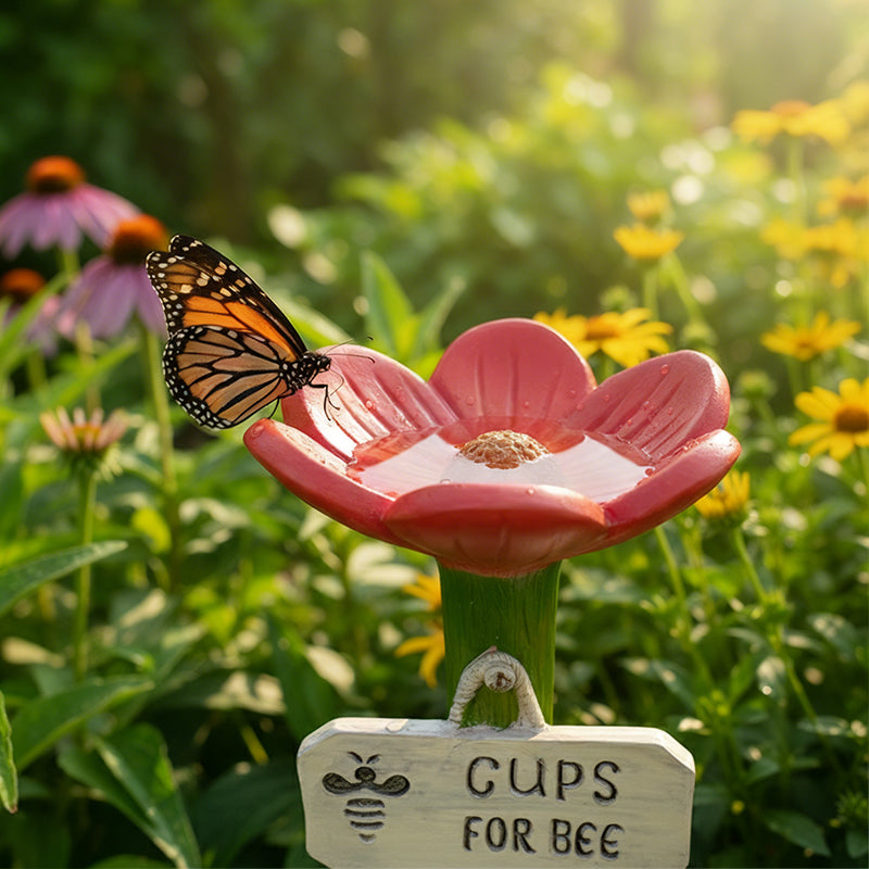 Bee & Butterfly Waterer Shallow Resin Bowl Stake