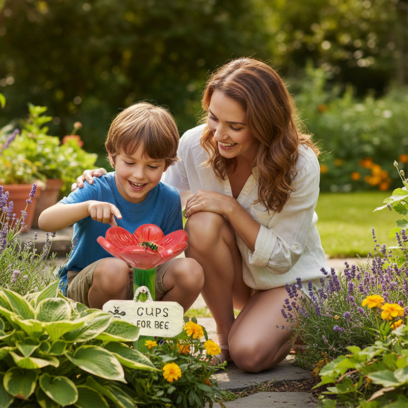Bee & Butterfly Waterer Shallow Resin Bowl Stake