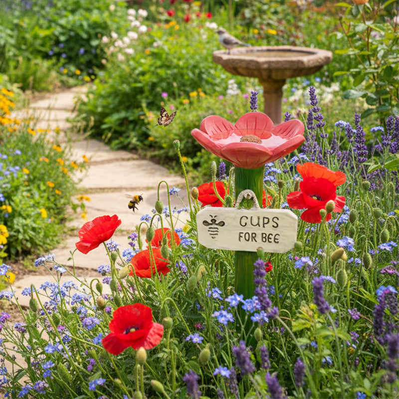 Bee & Butterfly Waterer Shallow Resin Bowl Stake