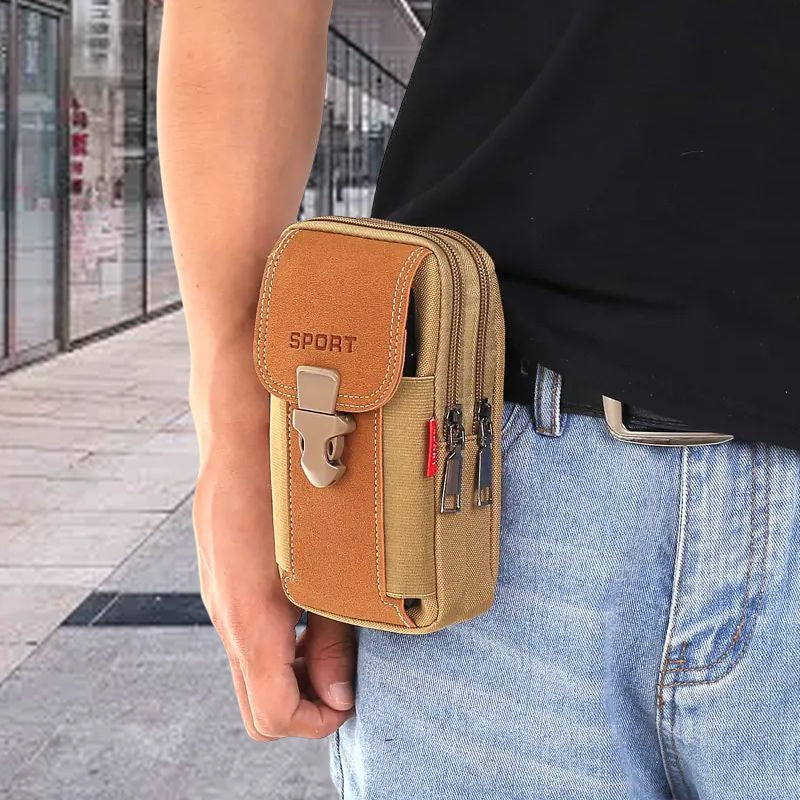 Belt Bag Water-Resistant Canvas Phone Pocket & Inner Organizer