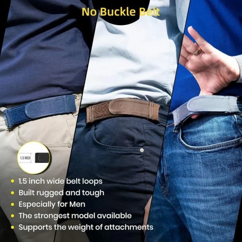 Belt Buckle-Free Elastic Fit Invisible Velcro Closure