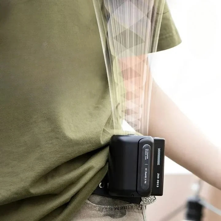 Belt Clip Fan Hands-Free 3-Speed 8-Hour Battery Life