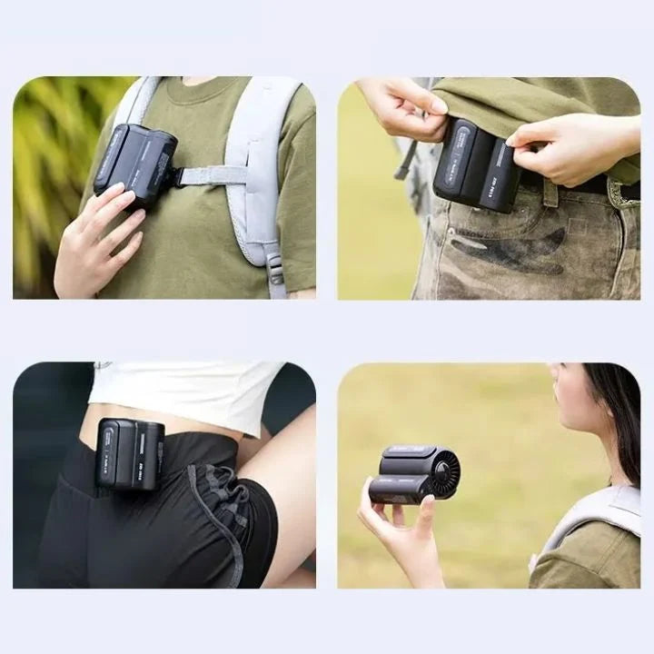 Belt Clip Fan Hands-Free 3-Speed 8-Hour Battery Life