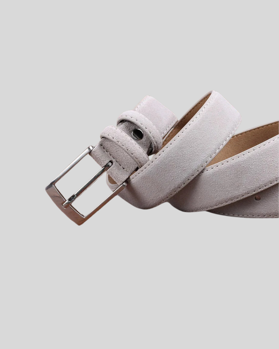 Belt Suede Gray Sturdy Metal Buckle Secure Fit