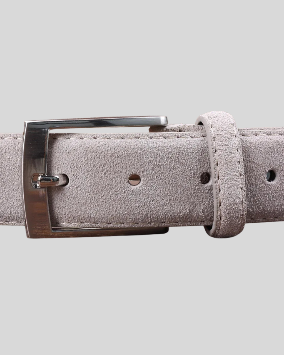 Belt Suede Gray Sturdy Metal Buckle Secure Fit