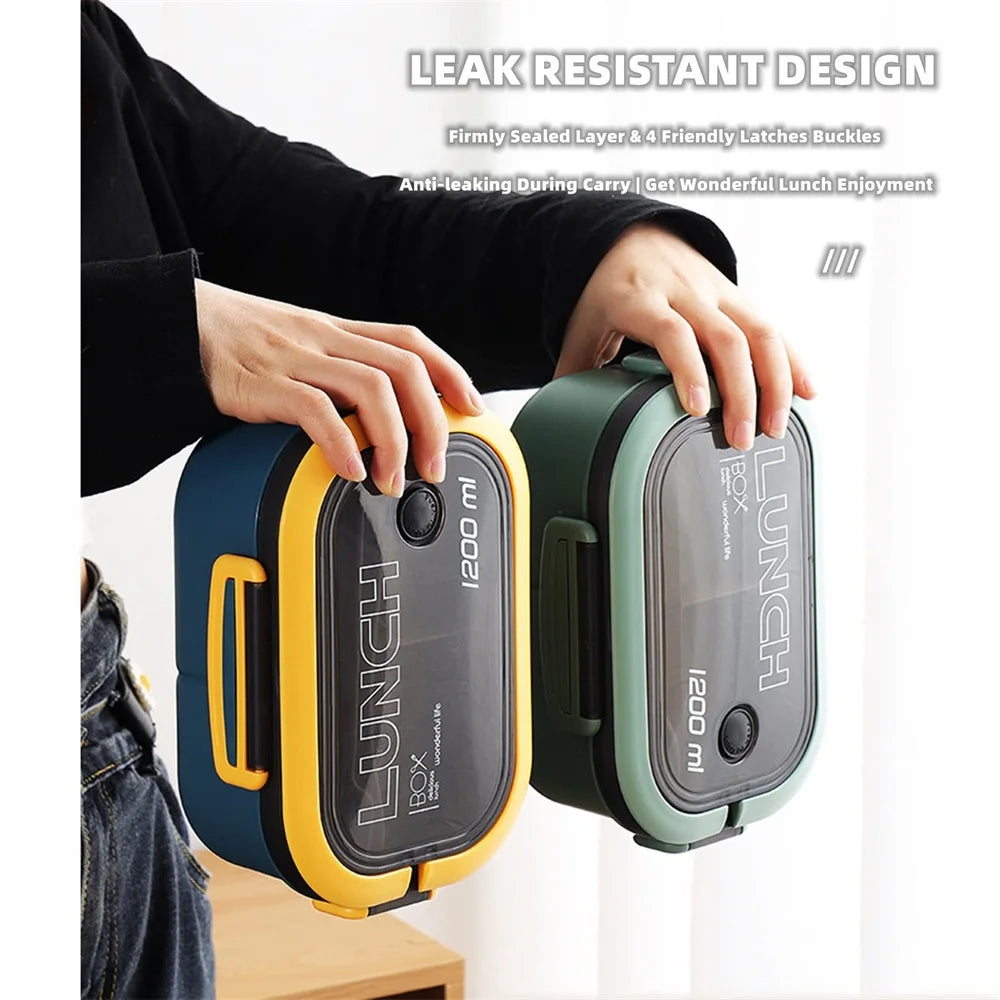 Bento Lunch Box Two-Tier Leak-Proof With Utensils