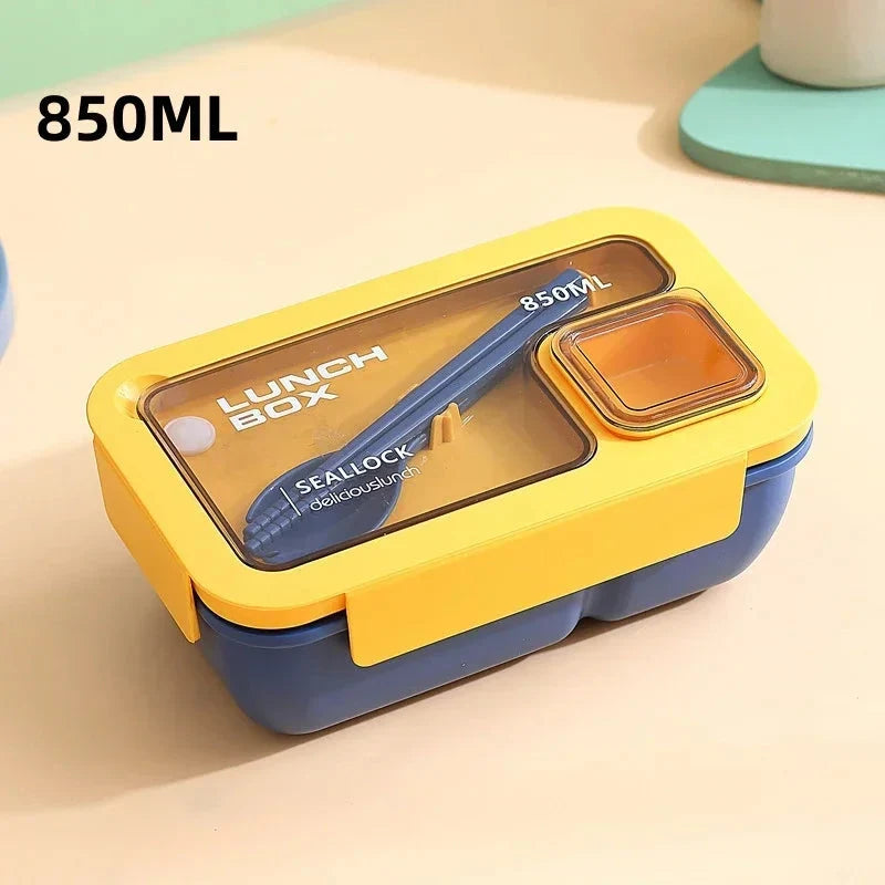 Bento Lunchbox Leak-Proof Silicone Seal & Integrated Cutlery