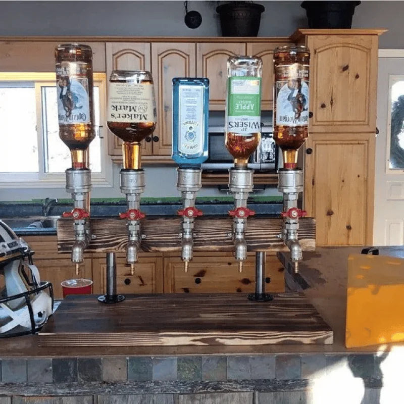 Beverage Dispenser Wooden Casing & Metal Tap 1.32 Gallon